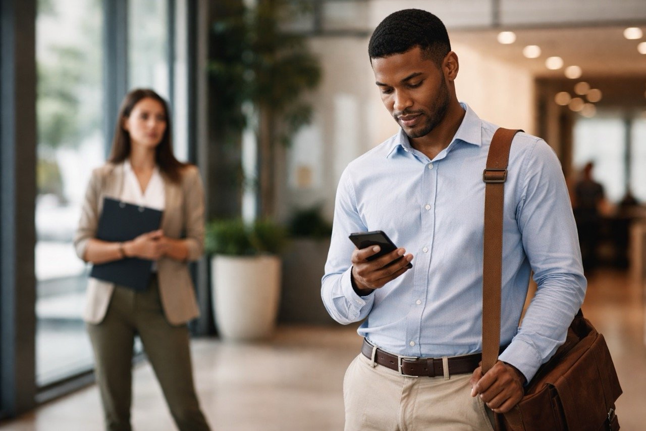 Professional interaction in modern office